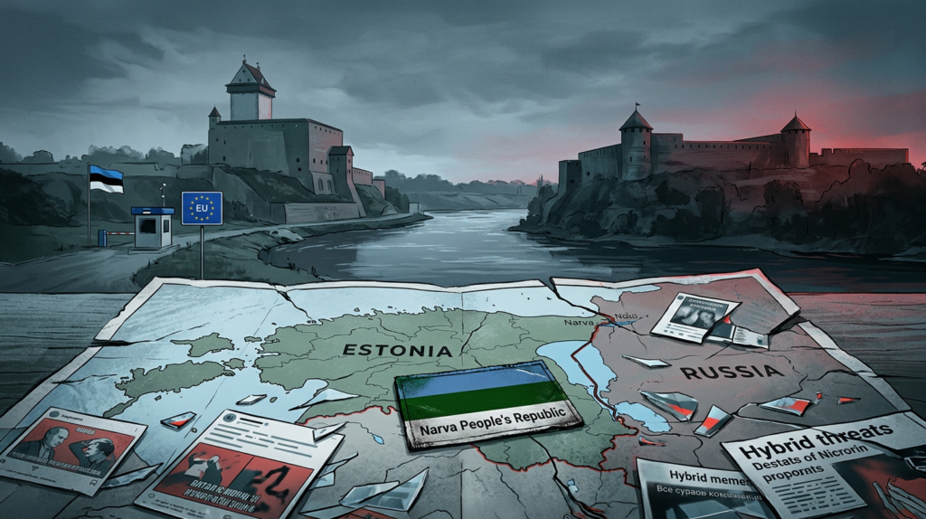 Simbol militer dan bendera Eropa menggambarkan kesiapan pertahanan