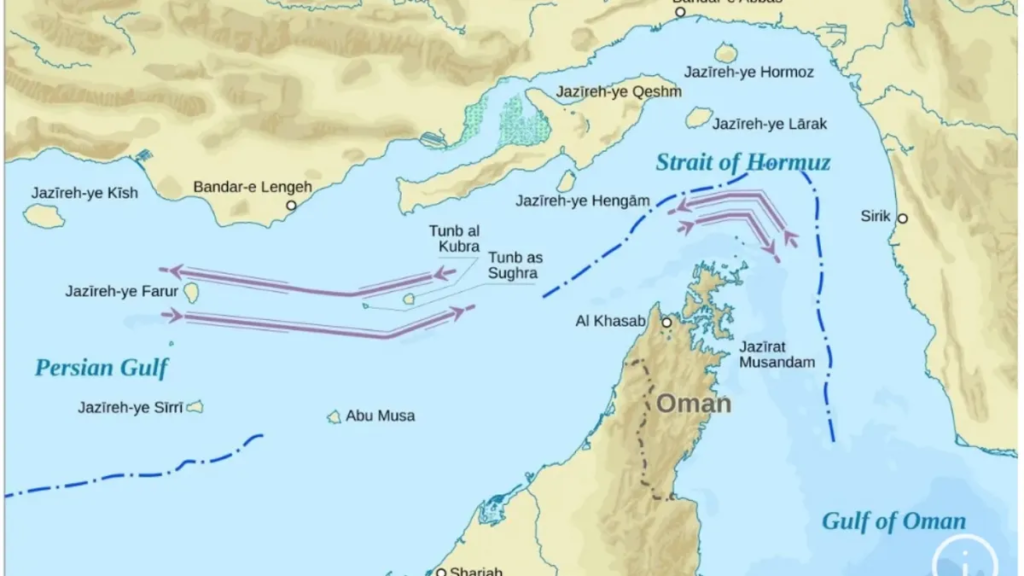 Peta Selat Hormuz sebagai jalur minyak dunia